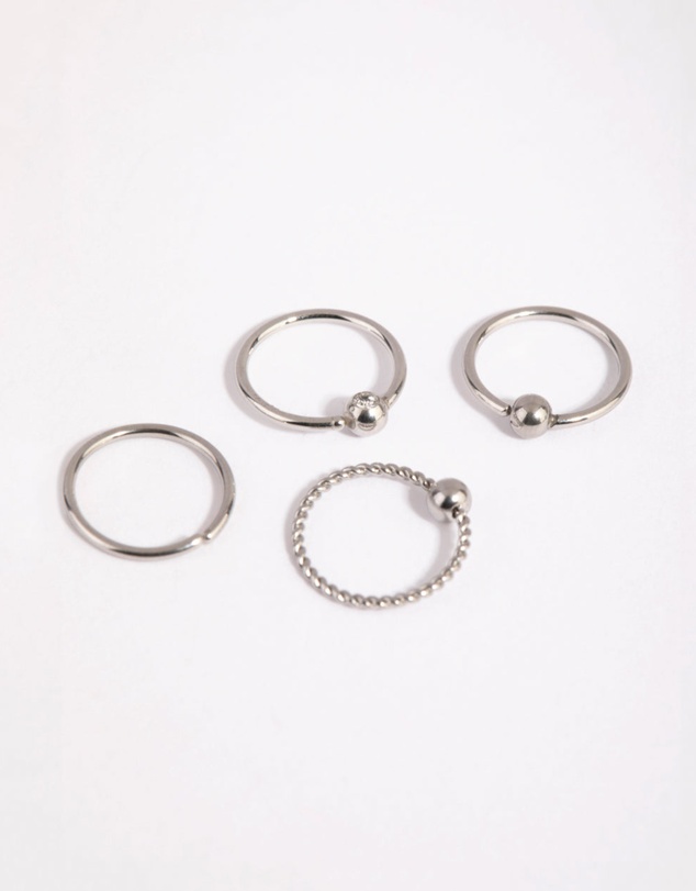 Lovisa - Surgical Steel Textured Nose Ring 4-Pack