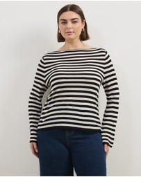 Atmos&Here Curvy - Bella Fine Knit Stripe Top