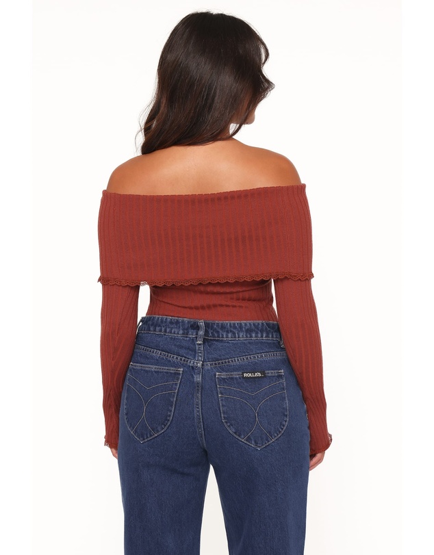 Petal & Pup - Sirmione Off Shoulder Pointelle Top - Burgundy