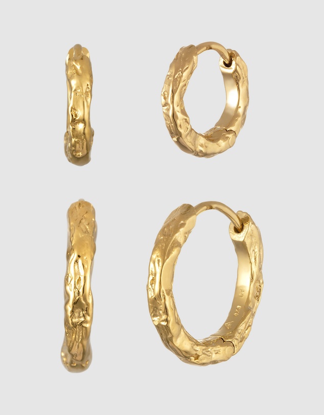 Elli Jewelry - Organic Hoop Set in Gold-Plated 925 Silver