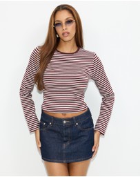 Dazie - Blush LS Stripe T-Shirt