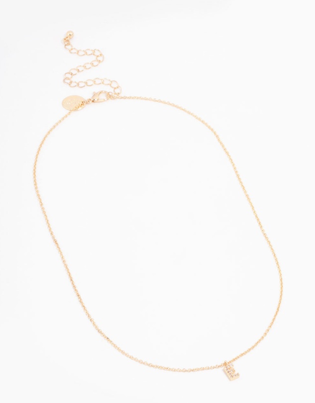 Lovisa - Gold Plated Cubic Zirconia Letter E Necklace