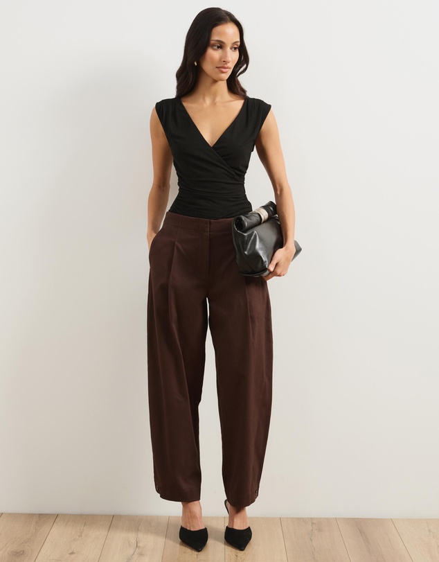 Atmos&Here - Barrel Leg Cotton Twill Pants