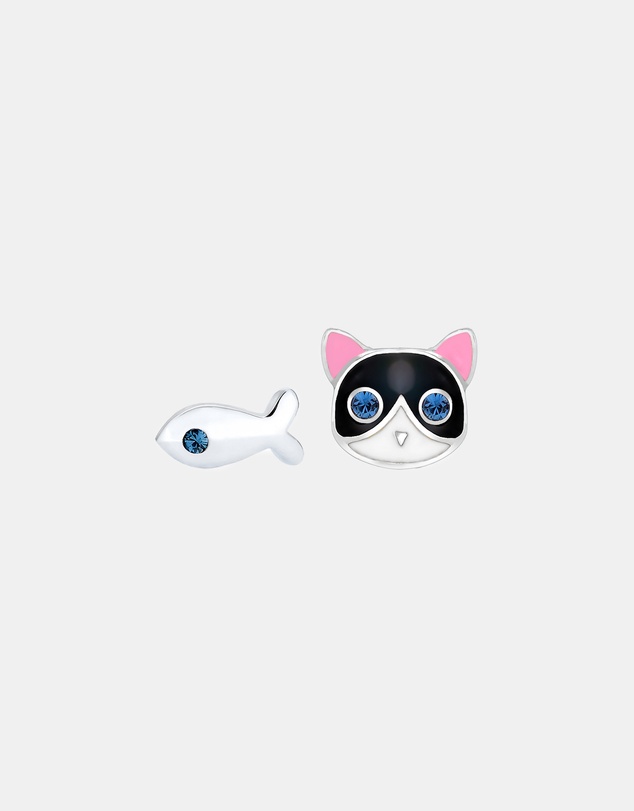 Elli Jewelry - Crystal Cat Kids Stud Earrings in 925 Silver