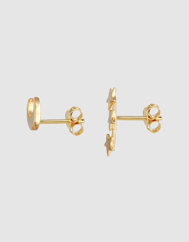Elli Jewelry - Crescent Moon Stud Earrings in Gold-Plated 925 Silver