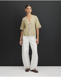 AERE - Sloane Tie Front Shirt