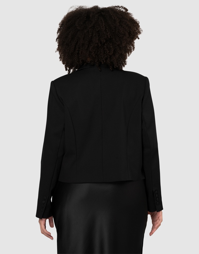 Pink Dusk by Curve Project - Her Satin Trim Crop Blazer