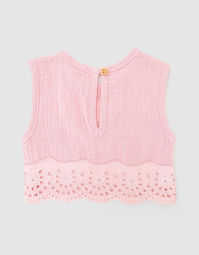WITH LOVE FOR KIDS - Cotton Muslin Lace Top - Babies - Kids