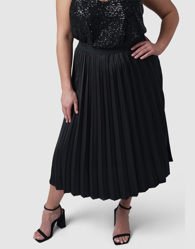 Pink Dusk by Curve Project - My Best Pleated Satin Skirt