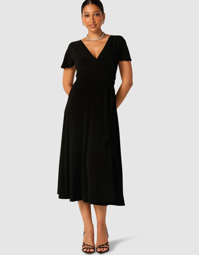SACHA DRAKE - Flute Sleeve Reverse Wrap Dress