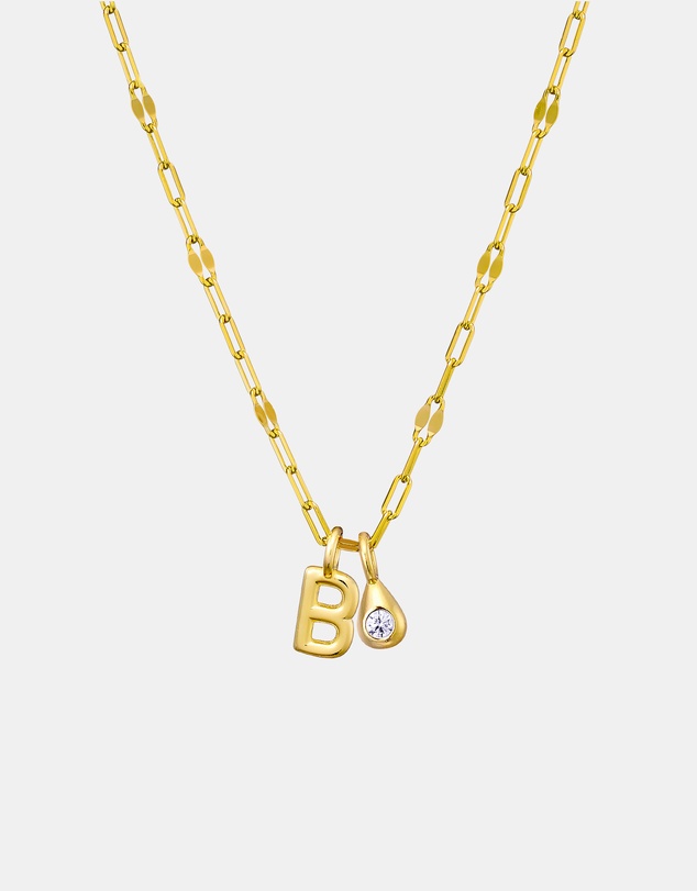 Zoe Olivia - 14K Gold Vermeil Imprint Initial B Cubic Zirconia Necklace
