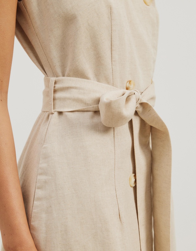 Atmos&Here - Dasha Scoop Neck Linen Blend Midi Dress