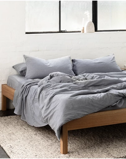 Sheet Society - Leo Washed Cotton Stripe Quilt Cover Set