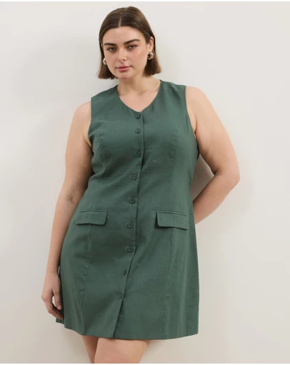 Atmos&Here Curvy - Juno Tailored Linen Blend Mini Dress