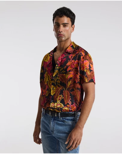 Calibre - Tropic Noir Camp Collar Shirt Rust