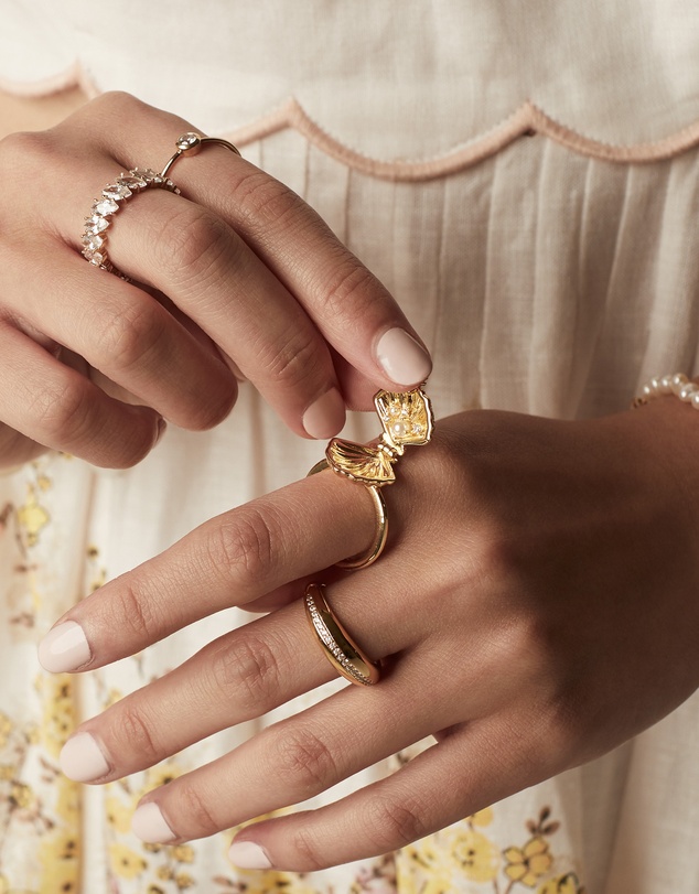 Wanderlust + Co - Sundaze Shell Gold Locket Ring