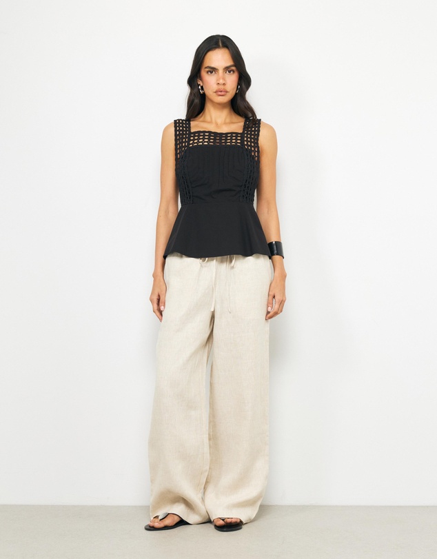 AERE - Serena Lace Poplin Top