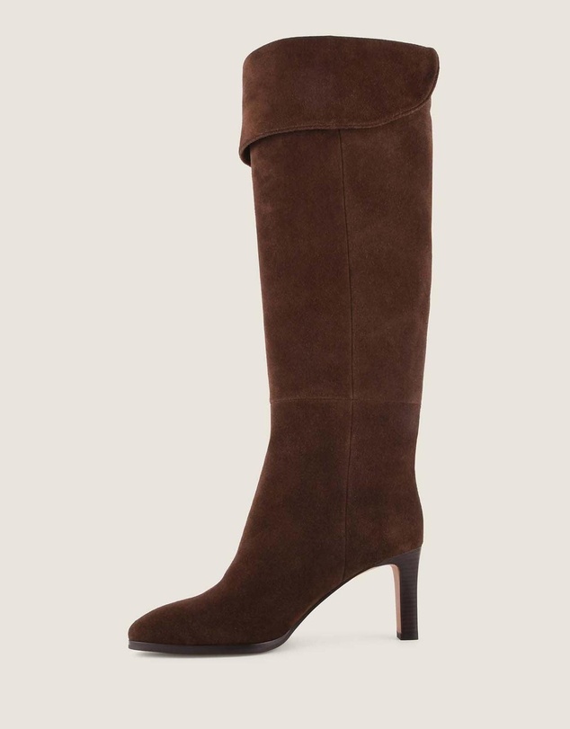 Shelly Shen - Leighton Heel Long Boots Brown Suede