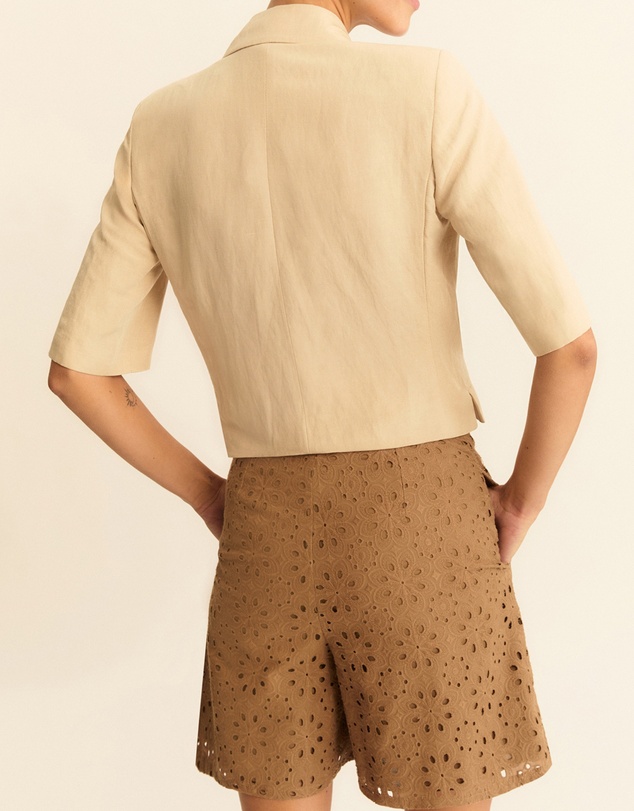 Emme - Camel Cotton Embroidered Shorts