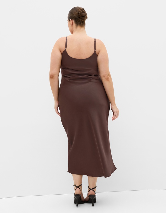 City Chic - Plus size Satin Slip Dress - truffle
