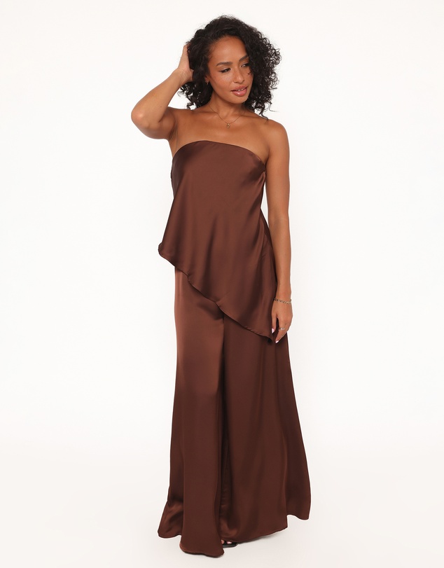 Petal & Pup - Charmer Asymmetrical Longline Strapless Top - Dark Brown