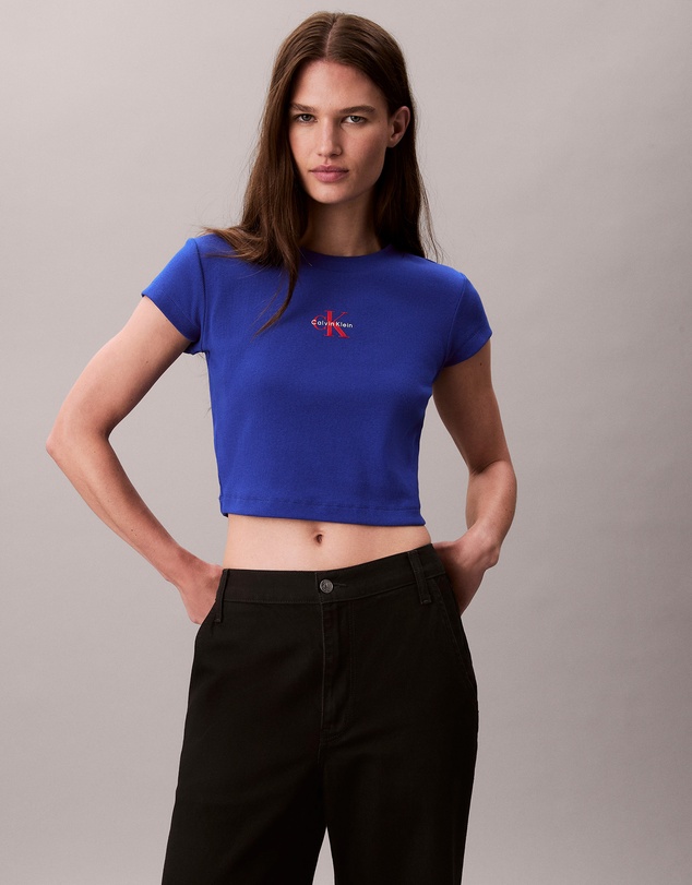Calvin Klein Jeans - Monogram Logo Ribbed Baby Tee