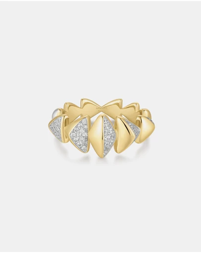 Ania Haie - Ania Haie Two-Tone Sparkling Bold Puffy Spike Ring