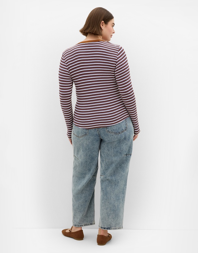 City Chic - 70's Stripe Long Sleeve Rib Top