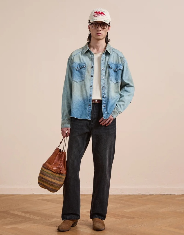 Found - Denim Western Snap Button Shirt