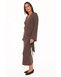 Petal & Pup - Everett Cable Knit Skirt Set - Chocolate