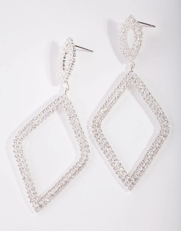 Lovisa - Silver Cupchain Diamante Drop Earrings