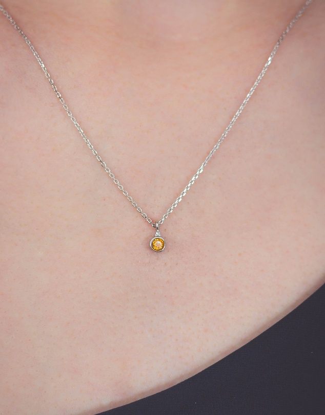 Georgini - Natural Citrine And Diamond November Silver Pendant
