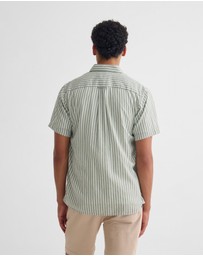 Oxford - Leyton Short Sleeve Stripe Linen Shirt