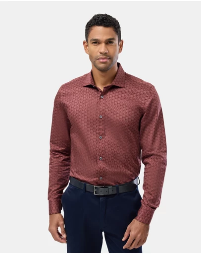 Brooksfield - Triangle Print Slim Fit Dress Shirt