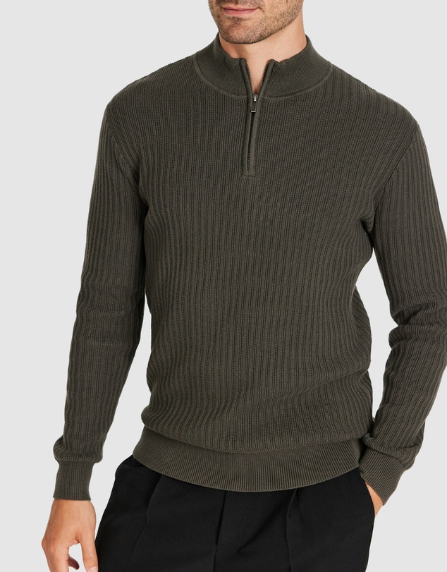 Tarocash - Henry Textured Zip Knit
