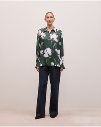 Trenery - Wilda Satin Shirt in Forest