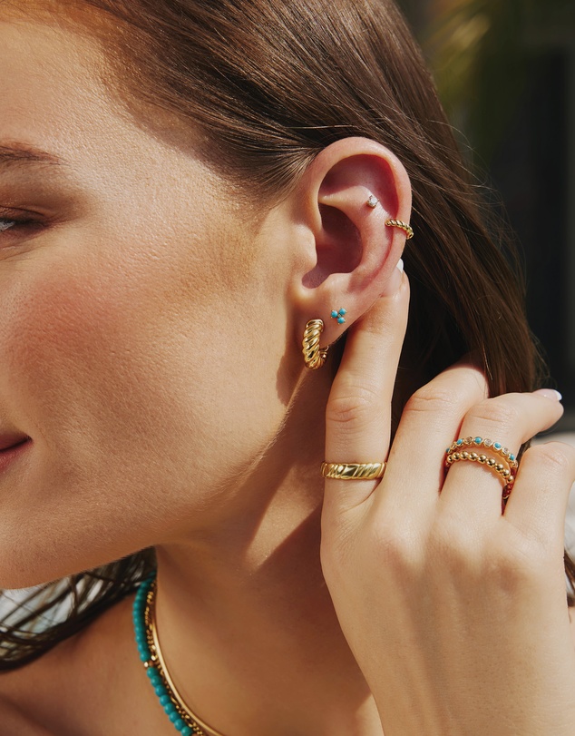 Ania Haie - Ania Haie Gold Texture Small Huggie Hoop Earrings