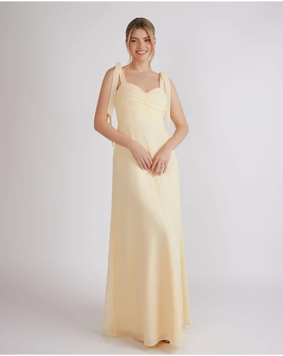 Six Stories - Bow Tie Shoulder Chiffon Bridesmaid Dress