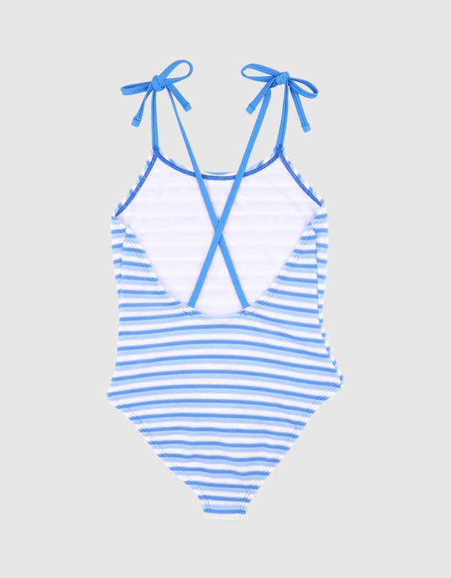 Minihaha - Selena Blue Stripe Cross Back Swimsuit - Teens
