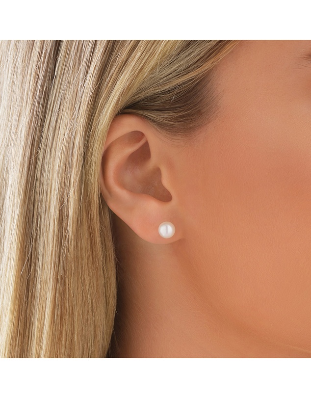 Michael Hill - Stud Earrings with 7mm Round Cultured Freshwater Pearls in 10kt Yellow Gold