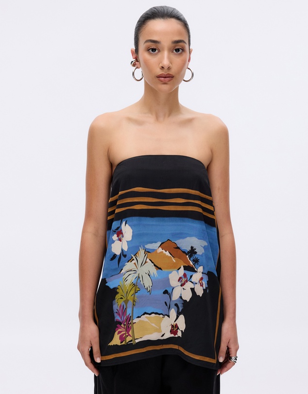 Minima Esenciales - Moonlit Palms Strapless Top