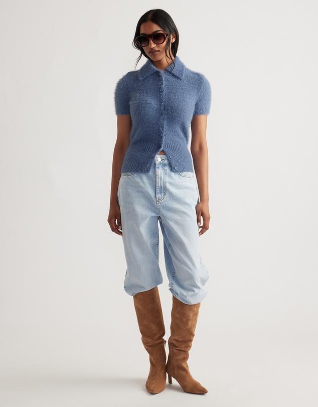 Decjuba - Rosie Fluffy Knit Polo Tee