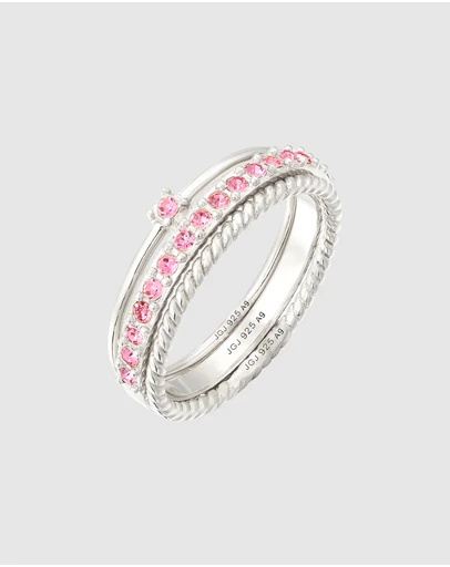 Elli Jewelry - Crystal Stacking Ring Set in 925 Silver