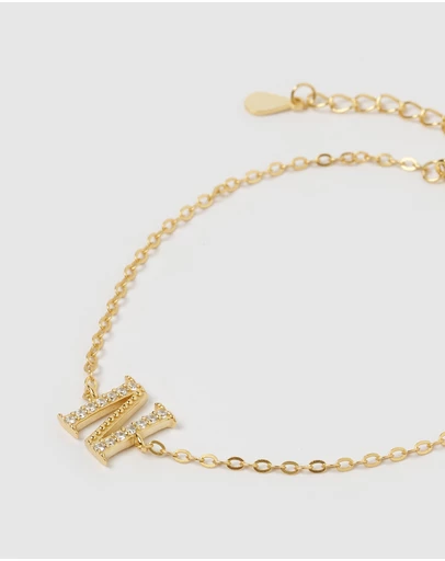 Izoa - Crystal Letter N Bracelet
