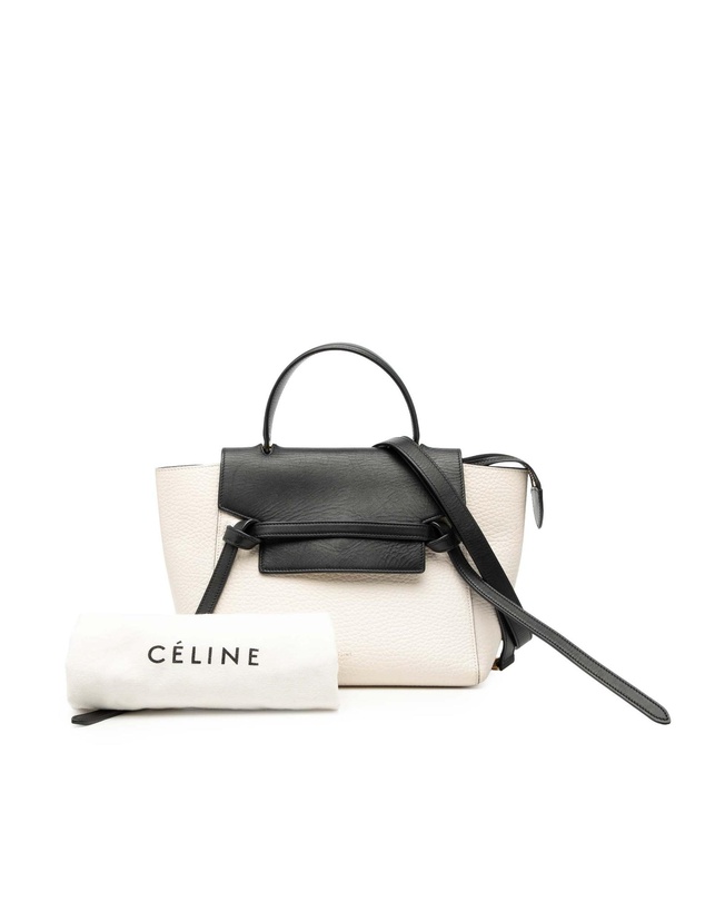 CELINE - Pre-Loved Micro Bicolor Leather Belt Satchel