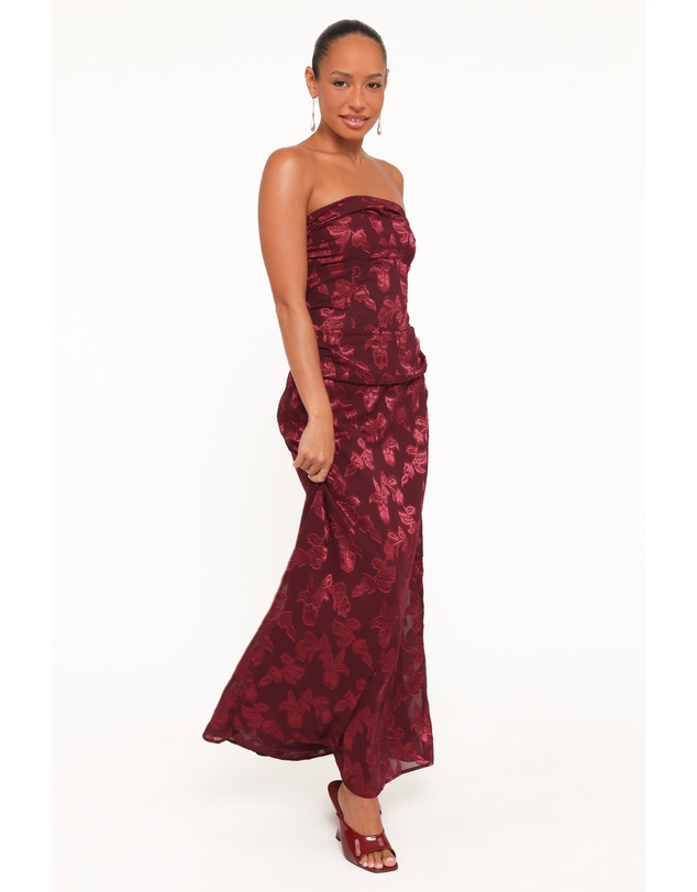 Petal & Pup - Keira Strapless Maxi Dress - Burgundy