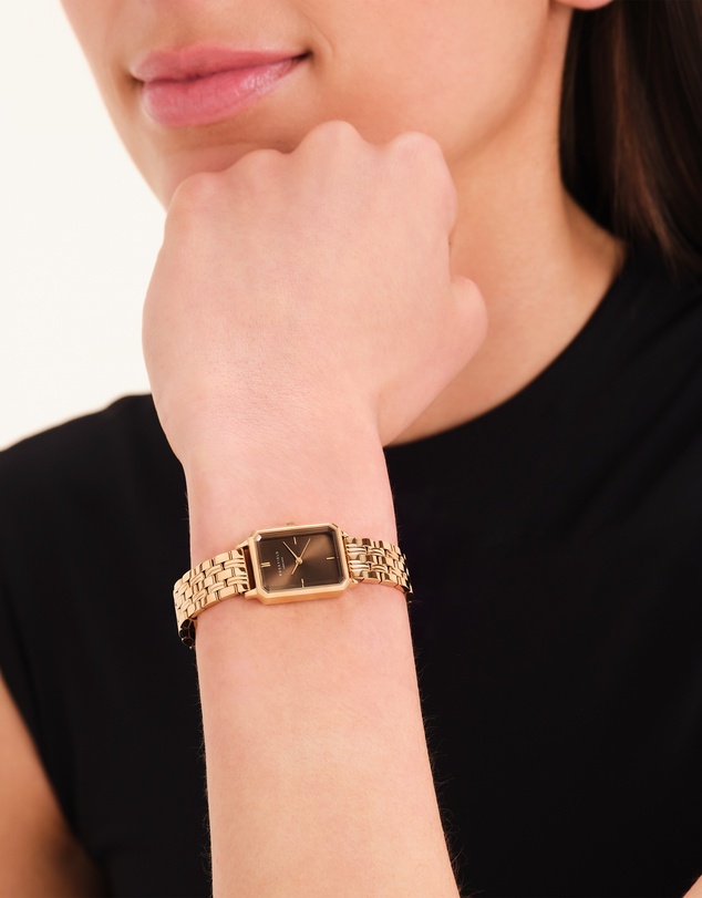 Rosefield - Octagon XS Chocolate Brown Dial Gold-Tone Bracelet Watch