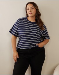 Atmos&Here Curvy - Frankie Striped Relaxed Tee