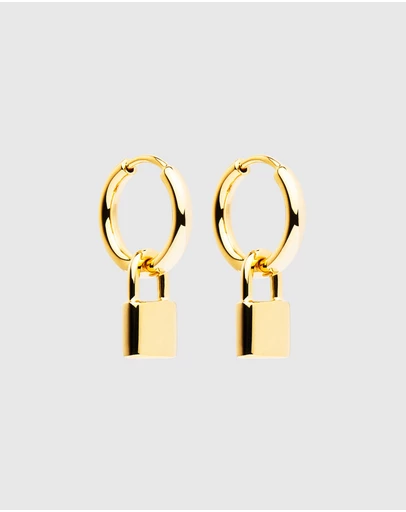 Najo - Love Lock Yellow Gold Huggie Earrings