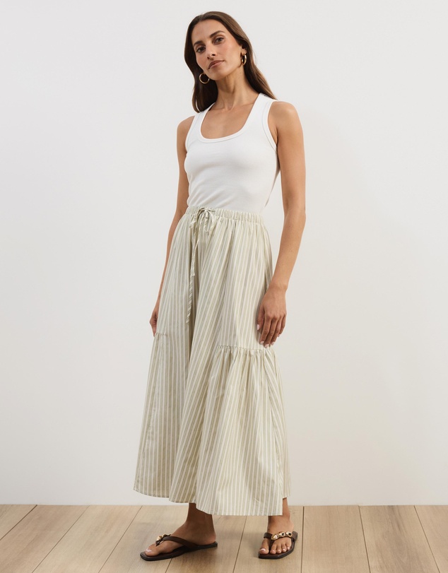 Atmos&Here - Vienna Cotton Gathered Midi Skirt